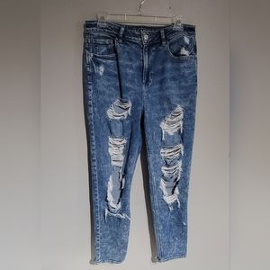 American Eagle Women's High Waisted Ripped Mom Jeans